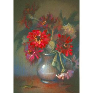 Zinia silver vase pastel